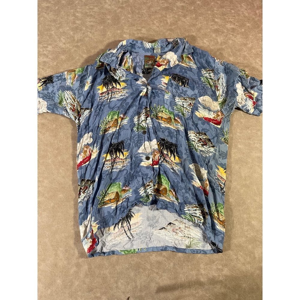 Pineapple Connection Hawaiian Tropical Beach Button‎ Down Shirt L